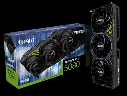 VCPA-RTX5080-GPRO-16GV1 PALIT RTX5080 GAMINGPRO 16GB GDDR7 256bit 3-DP HDMI V1 PCI-E 5.0 NE75080019T2-GB2031Y 4K 3 slot Recommended System Power 850 W
