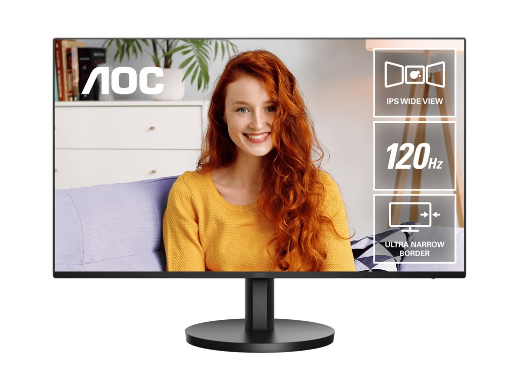 MNAO-24B3HA3 AOC 23.8' IPS 1ms 120hz, Ultra Slim, Speakers, Flicker Free, FHD 1920×1080@100Hz – HDMI, 1920×1080@60Hz – VGA. VESA 100 x 100, Earphone.Office Monitor