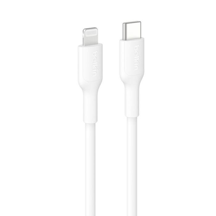[MPA-CAA021FQ1MWH] MPA-CAA021FQ1MWH Belkin BoostCharge Lightning to USB-C Cable (1M) - White (CAA021FQ1MWH), 3A/15W, 480Mbps, 300K+ Bends, Apple iPhone, MFI-Certified, 2 Years Warranty