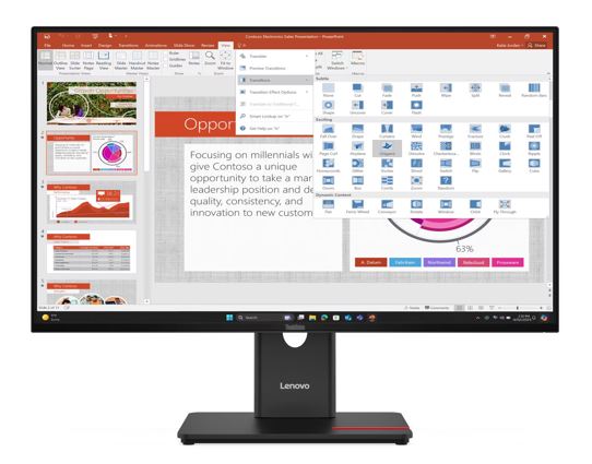 [MNLEN-T27I-40] MNLEN-T27I-40 LENOVO ThinkVision T27i-40 27' FHD IPS Monitor 120Hz 1920x1080 16:9 Height Adjustable Tilt Swivel Pivot USB-C 15W PD 3xUSB-A DP HDMI VGA ~63A4MAR1AU