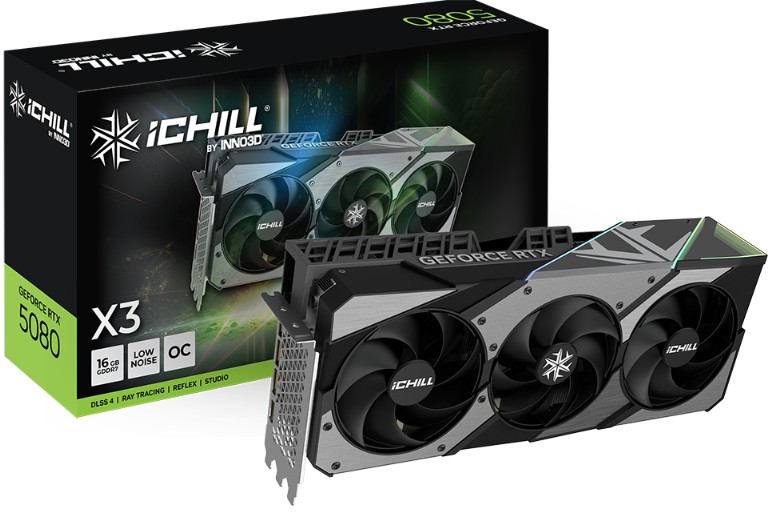 [VCI-RTX5080-ICHILL-X3V2] VCI-RTX5080-ICHILL-X3V2 INNO3D nVidia GeForce RTX 5080 ICHILL X3 V2 16GB GDDR7 2715MHz Boost Clock, RAM 30Gbps, 3xDP, 1xHDMI, 334x148x73mm