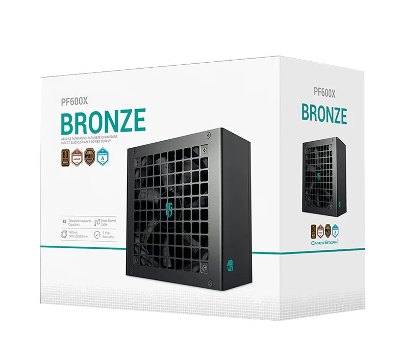 PSD-PF600X-GS DeepCool PF600X 600W Gamer Storm 80+ Bronze/ Cybenetics ATX Power Supply 120mm Fan, Japanese & Taiwanese Capacitors, DC to DC, ATX12V V2.52