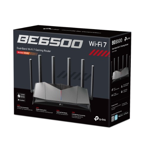 [NWTL-ARCHERGE400] NWTL-ARCHERGE400 TP-Link Archer GE400 BE6500 Dual-Band Wi-Fi 7 Gaming Router (WIFI7) 688 Mbps at 2.4 GHz + 5765 Mbps at 5 GHz, 6× external Antennas, 2.0 GHz Quad-Core