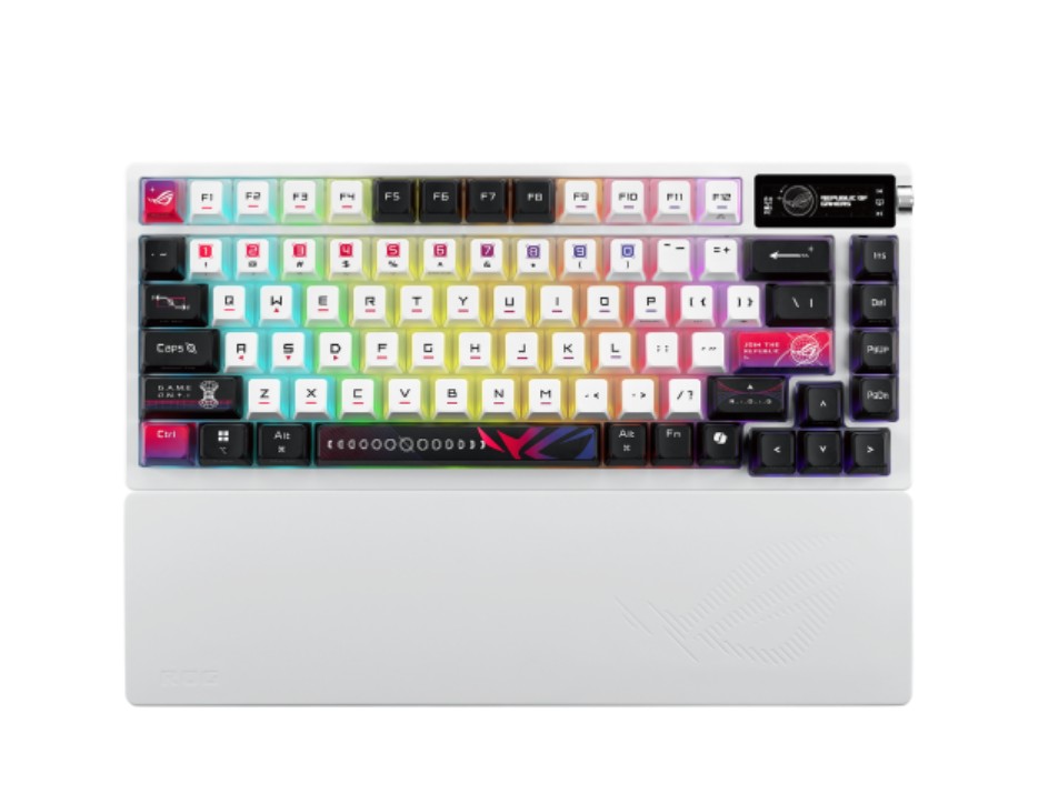 KBA-ROGAZOTH-X-SW ASUS ROG AZOTH X SNOW SWITCH ROG NX V2 Mechanical Switches, Dye-sublimated, Semi-translucent keycaps, Metal top cover, gasket mount