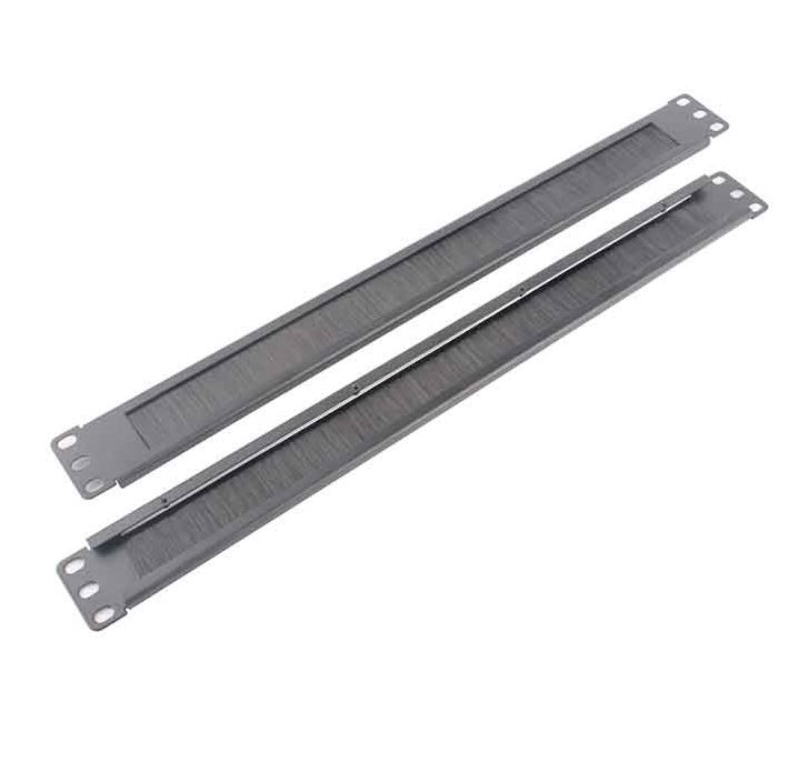 LDR 1U 19" Cable Management Brush Rail (Brush Panel) - Black Metal Construction