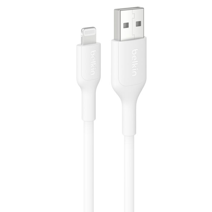 [MPA-CAA019FQ1MWH] MPA-CAA019FQ1MWH Belkin BoostCharge Lightning to USB-A Cable (1M) - White (CAA019fq1MWH), 2.4A/15W, 480Mbps, 300K+ Bends, Apple iPhone, iPad, 2 Years Warranty