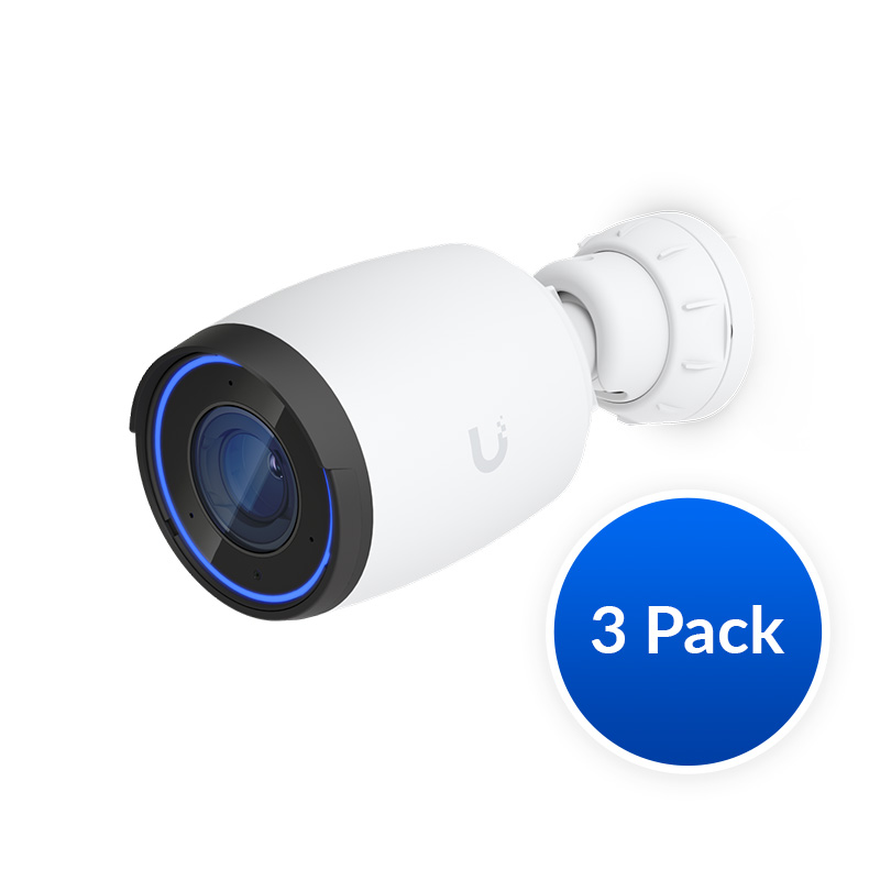 NHU-UVC-AI-PRO-W-3 Ubiquiti AI Professional UniFi Protect Indoor/Outdoor 4K PoE Camera, White, 3 Pack - OEM, Waterproof IP65, PoE+ Power, Max Power 11W, GbE RJ45 Port,