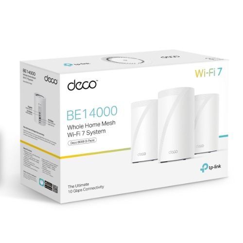[NWTL-DECOBE68-3] NWTL-DECOBE68-3 TP-Link Deco BE68 BE14000 Tri-Band Whole Home Mesh Wi-Fi 7 System (3-pack) 688 Mbps at 2.4 GHz + 4324 Mbps at 5 GHz + 8647 Mbps at 6 GHz