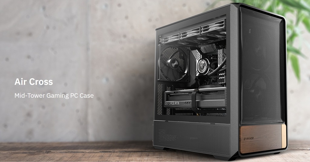 [CAO-AIRCROSS] CAO-AIRCROSS OKINOS Air Cross - Black, Mid Tower, ATX/Micro-ATX/ITX, USB-C 10Gbps, 5× PWM Fans, 360mm Radiator, 400mm GPU, TG Panel