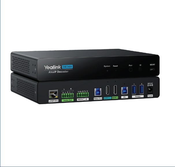 IPY-DE300 YealinkDE300,AV over IP, 4K@60Hz4:4:4,USB 3.0 capture for MTR,Seamless 2x2 Video Matrix Switching,Multiple USB Connectivity,HDCP 2.3,Gigabit Ethernet