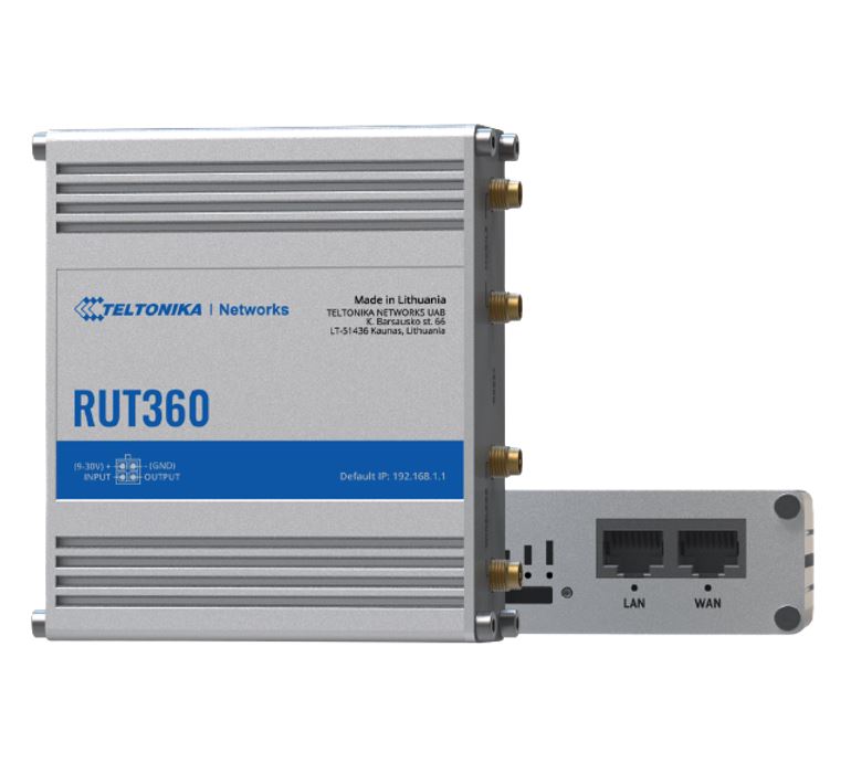 Teltonika RUT360-LTE CAT6 Industrial Cellular Router, 4G, WAN Failover, Remote Management, Access  VPN services, PSU included