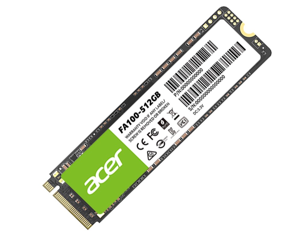 BIW-FA100-512GB ACER FA100-512GB SSD M.2 NVMe PCIe Gen 3*4 Read speed 3300MB/ sWrite Speed 2200MB/s  BL.9BWWA.119 - 5 Year Warranty