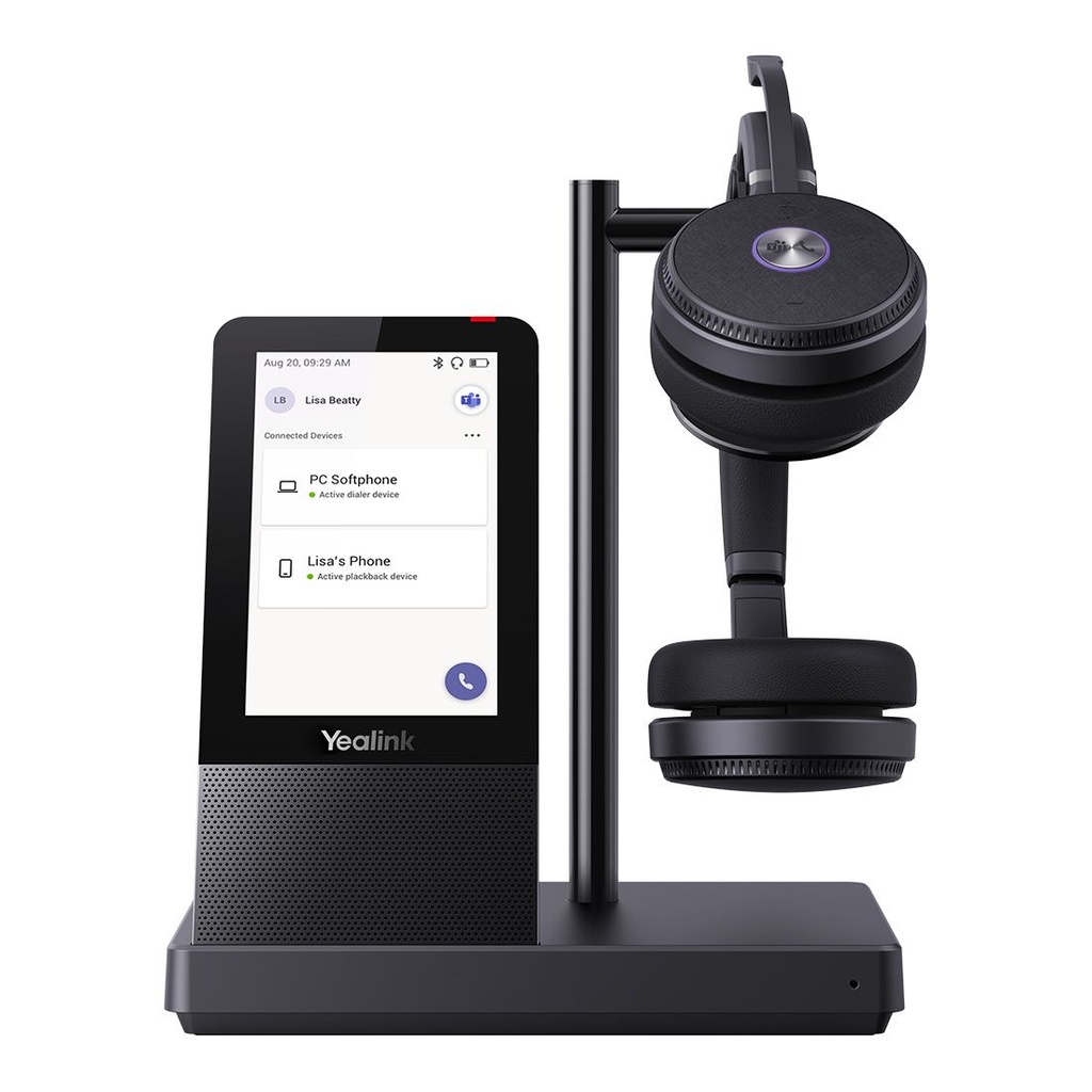 Yealink WH66 Dual Teams DECT Wireless Headset, UC Workstation, HD Voice, 2-Mic Noise Cancellation330° Adjustable, Leather Ear Cushions, Teams, Zoom