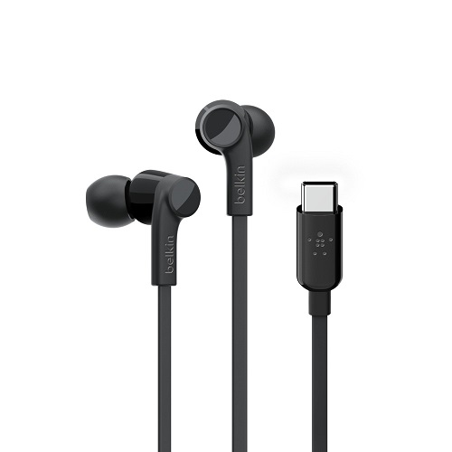 Belkin SOUNDFORM Headphones with USB-C Connector (USB-C Headphones) - Black (G3H0002btBLK), Water Resistant, Built-in Microphone, 2YR