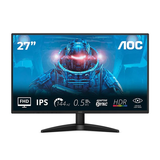 MNAO-27B36X AOC 27B36X, 27″ IPS, 1920×1080@144Hz, 0.5ms MPRT, 300 nits, 1500:1, sRGB 121%, HDMI 1.4, DP 1.4, tilt, VESA 100×100, 22W, 3.11kg, black