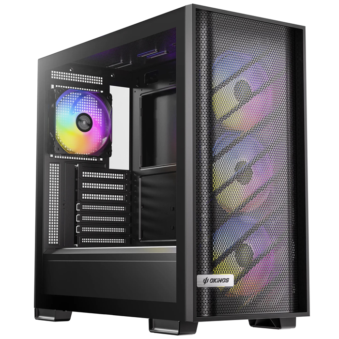 [CAO-612ARGB] CAO-612ARGB OKINOS 612 ARGB Mid Tower ATX case, tempered glass, USB-C 5Gbps, 4x120mm ARGB fans, 405mm GPU, 175mm CPU, 360mm radiator support
