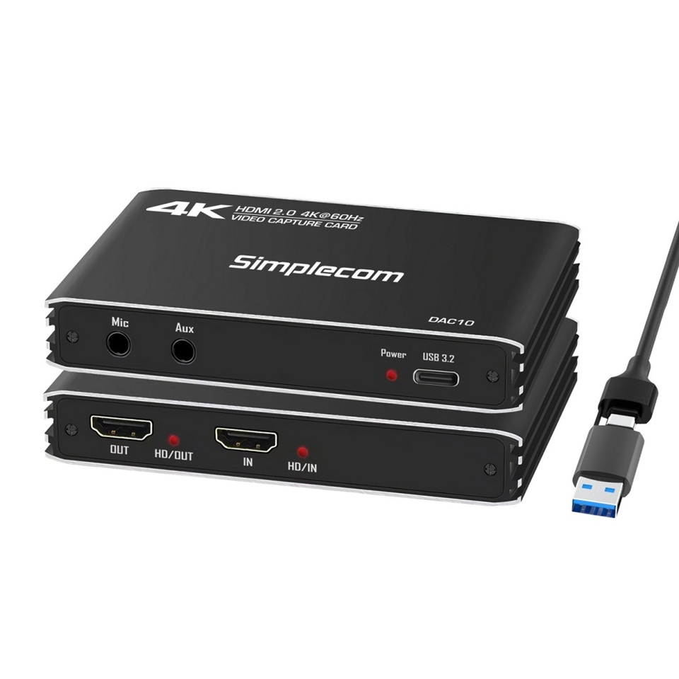 [CBSI-DAC10] CBSI-DAC10 (LS)Simplecom DAC10 HDMI 2.0 to USB 4K@60hz Video Capture Card Stream and Record in 4K 60FPS