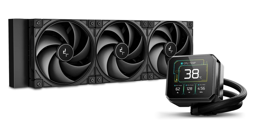 CFD-SPARTACUS360 DeepCool SPARTACUS 360 Fully Customisable 6th Gen Liquid Cooler with Silent Ring Fans， 3.4' LCD