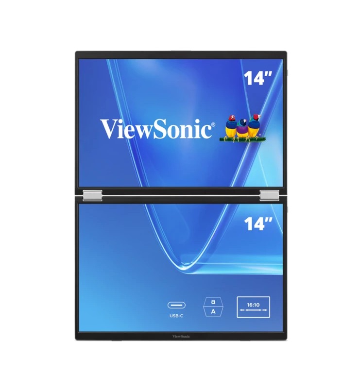 MNV-VG1457 ViewSonic 14' Dual Screen WUXGA Portable Monitor with USB-C and Protective Sleeve | VG1457