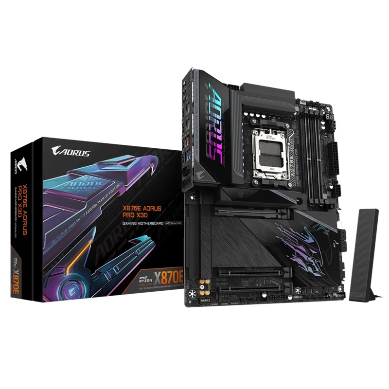 MBG-X870EAORUSPROX3D Gigabyte X870E AORUS PRO X3D AM5 DDR5 256GB USB4 Wi-Fi7 BT5.4 5GbE PCIe5 M.2 PCIe5/4 HDMI ALC1220 ATX 30.5×24.4cm