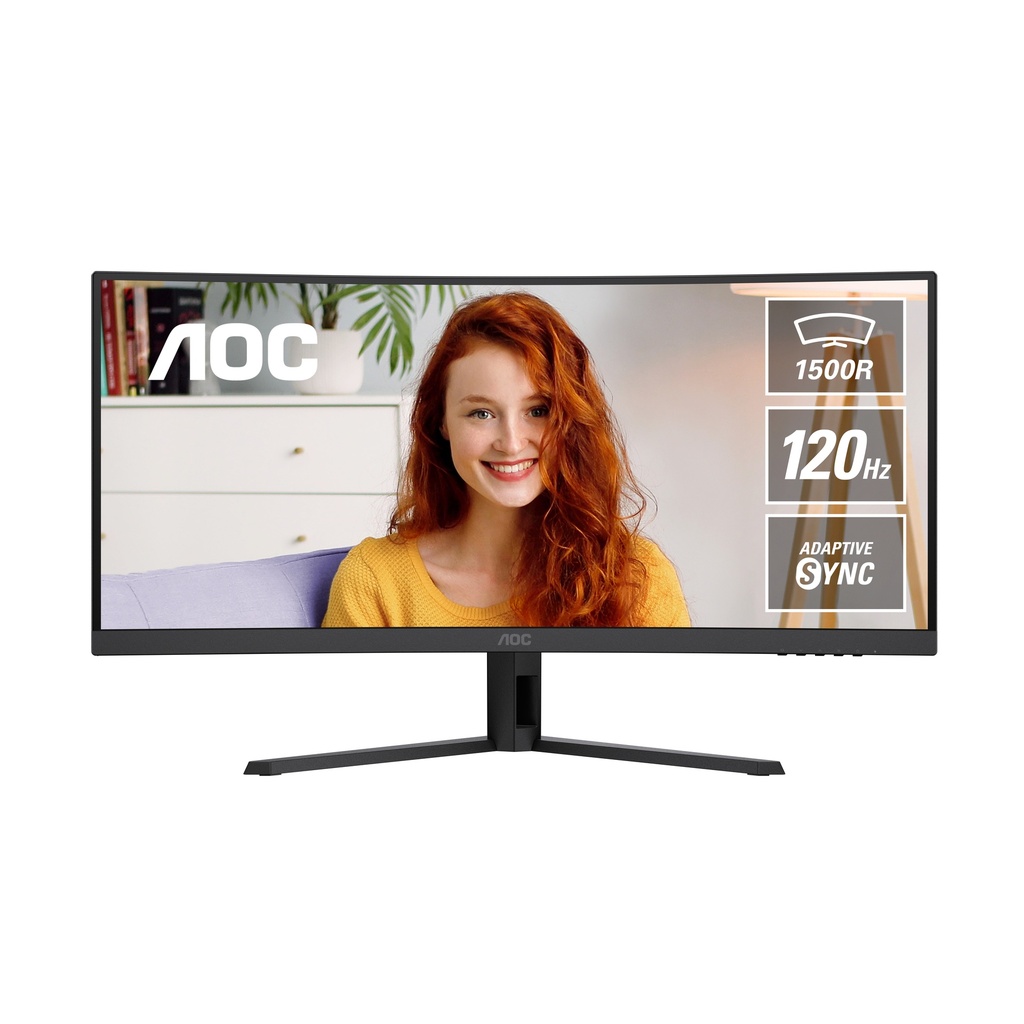 [MNAO-CU34B3E] MNAO-CU34B3E AOC 34' WQHD Curved Monitor – 3440×1440@120Hz, 1ms MPRT, 1500R VA, 114.7% sRGB, HDMI 2.0 x 1,DisplayPort 1.4 x 1, Vesa wallmount 100x100