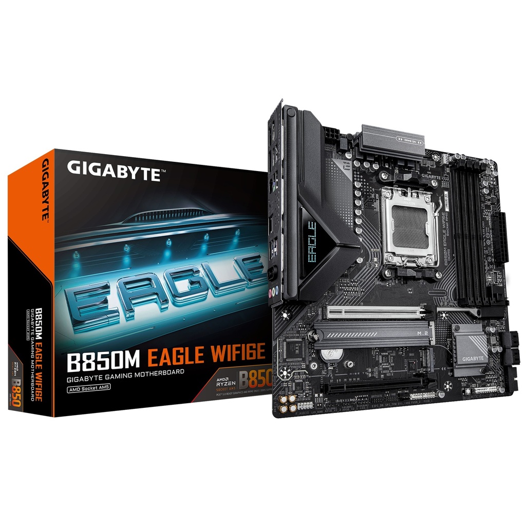 MBG-B850MEAGLEWF6E Gigabyte B850M EAGLE WF6E , AMD AM5, 4 x DDR5 up to 256 GB,  1 x HDMI, 1 x PCI Express x16, 2 x M.2, 4 x SATA, 1x USB 3.2