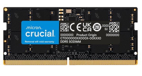 [MECN5-1X16G56T] MECN5-1X16G56T Crucial 16GB (1x16GB) DDR5 SODIMM 5600MHz CL46 Notebook Laptop Memory Tray Version ~replace CT16G48C40S5