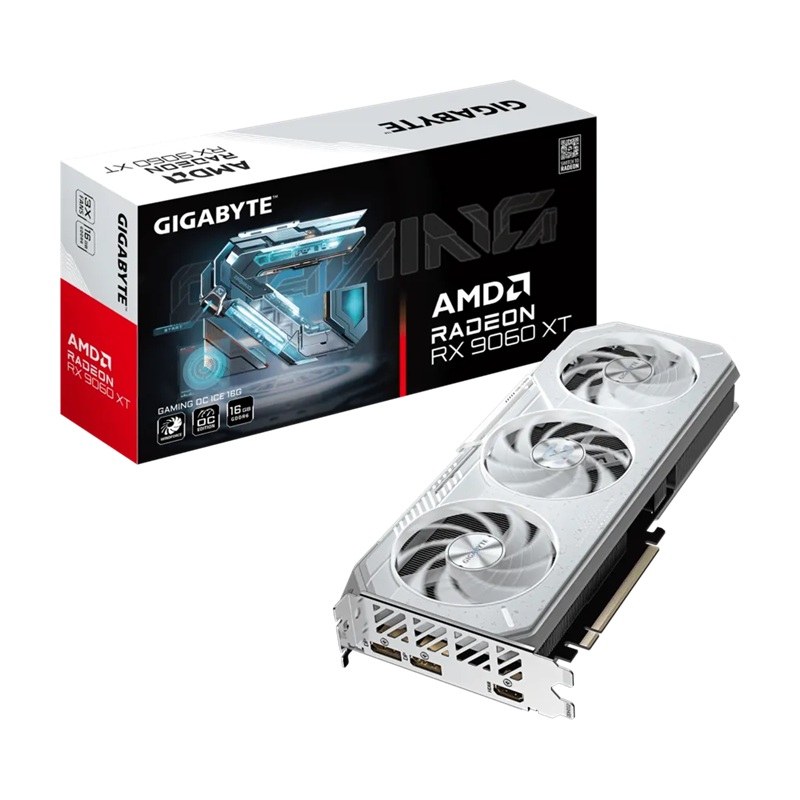 VCG-R906XGAMINGOCICE-16GD Gigabyte Radeon RX 9060 XT GAMING OC ICE 16G, GDDR6, 3320MHz boost, 2780MHz, 2048 cores, PCIe 5.0, 281mm, 450W, 2x DP 2.1a, HDMI 2.1b