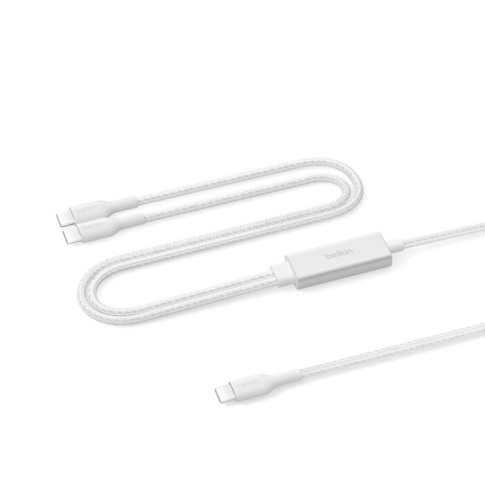 MPA-CAC004FQ1.5MWH Belkin BoostCharge Pro Braided USB-C to Dual USB-C Cable (1.5M) - White (CAC004fq1.5MWH), 140W, 480Mbps, 350K+ Bends, Apple, 2 Years Warranty