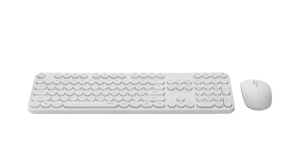 RAPOO X260S Wireless Optical Mouse  Keyboard Black - 2.4G Connection, 10M Range, Spill-Resistant, Retro Style Round Key Cap, 1000DPI - White By order