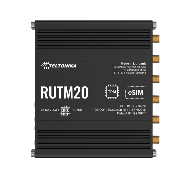 [NHT-RUTM20] NHT-RUTM20 Teltonika RUTM20 COMPACT 5G ROUTER, Global 5G Telit, Dual SIM & eSIM, Active PoE, PSU included