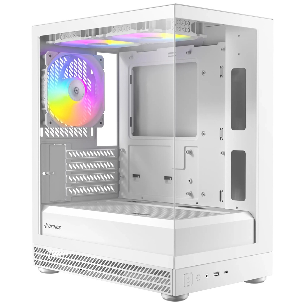 [CAO-AQUA-UNO-POLAR] CAO-AQUA-UNO-POLAR OKINOS AQUA UNO POLAR, Mini Tower, Micro-ATX/ITX, tempered glass, 3×120mm ARGB fans, USB 3.0 + Type-C, ≤309mm GPU, ≤165mm CPU cooler, steel