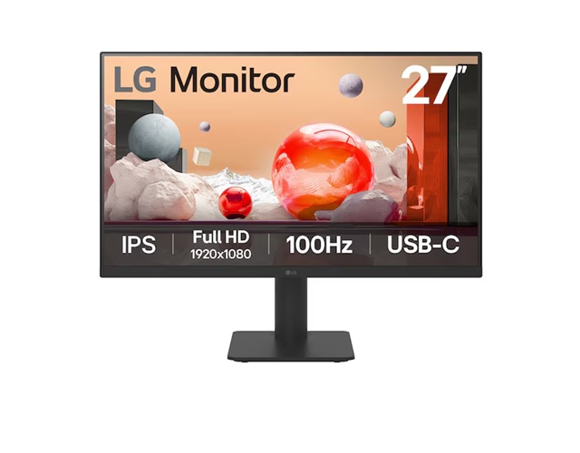 MNL-27MS570B-B LG 27' IPS Full HD 100Hz Monitor, 1920x1080, 3-side Virtually Borderless Design, USB-C 65W PD,  NTSC 72%, Height&Tilt Adjustable Stand