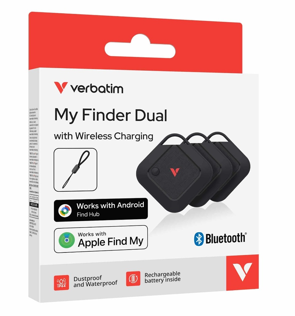 HEV-30210 Verbatim My Finder Dual Channel Wireless Charging 3 Pack - Black