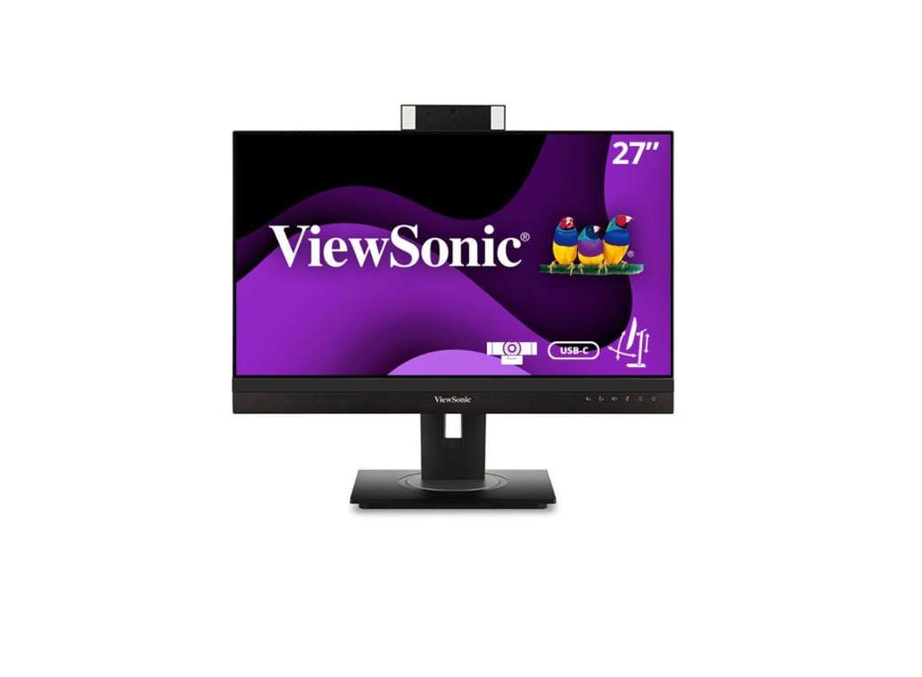 ViewSonic 27" Webcam w/ 2 way Noise reduction, IPS 2K QHD, USB-C 90W, Docking. HDMI, DP, RJ45, Advance Replacement, Business Monitor