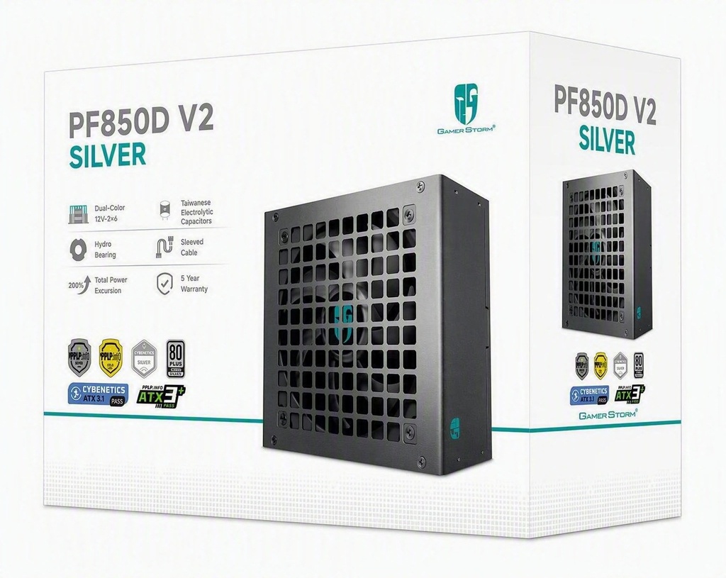 [PSD-PF850D-V2] PSD-PF850D-V2 DeepCool PF850D V2 850W Gamer Storm 80+ Silver/Cybenetics Non-Modular ATX Power Supply, Taiwanese Capacitors, ATX12V V3.1