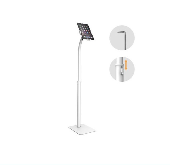 Bratech Height Adjustable Universal Anti-TheftTable Floor Stand compatible with7.9”-11” Tablets-White (LS)