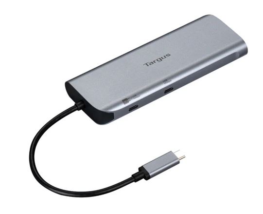 NAT-DOCK427GL Targus Dual Video Mobile Dock with 140W EPR Pass-Thru USB-C 3.2 Ethernet 2xHDMI 2x USB-A 2xUSB-C Silver USB-C with 140W PD 3Y WTY