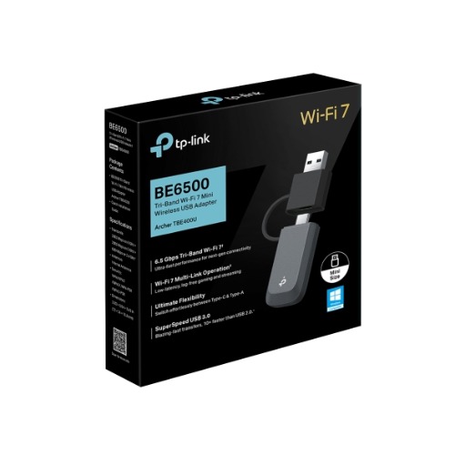 [NWTL-ARCHERTBE400U] NWTL-ARCHERTBE400U TP-Link Archer TBE400U BE6500 Tri-Band Wi-Fi 7 Mini Wireless USB Adapter
