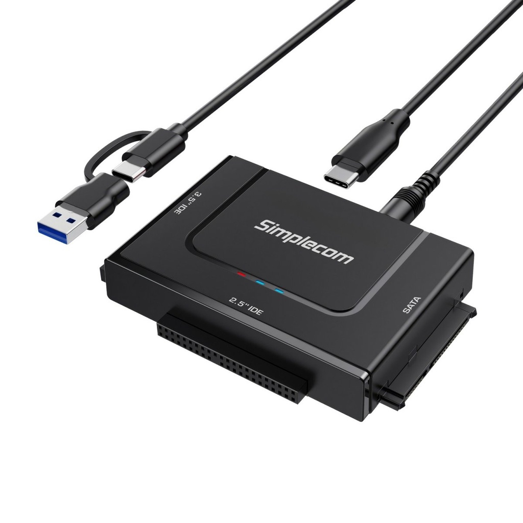HXSI-SA492C Simplecom SA492C SuperSpeed USB to 2.5', 3.5' & 5.25' SATA/IDE Adapter with Power Supply