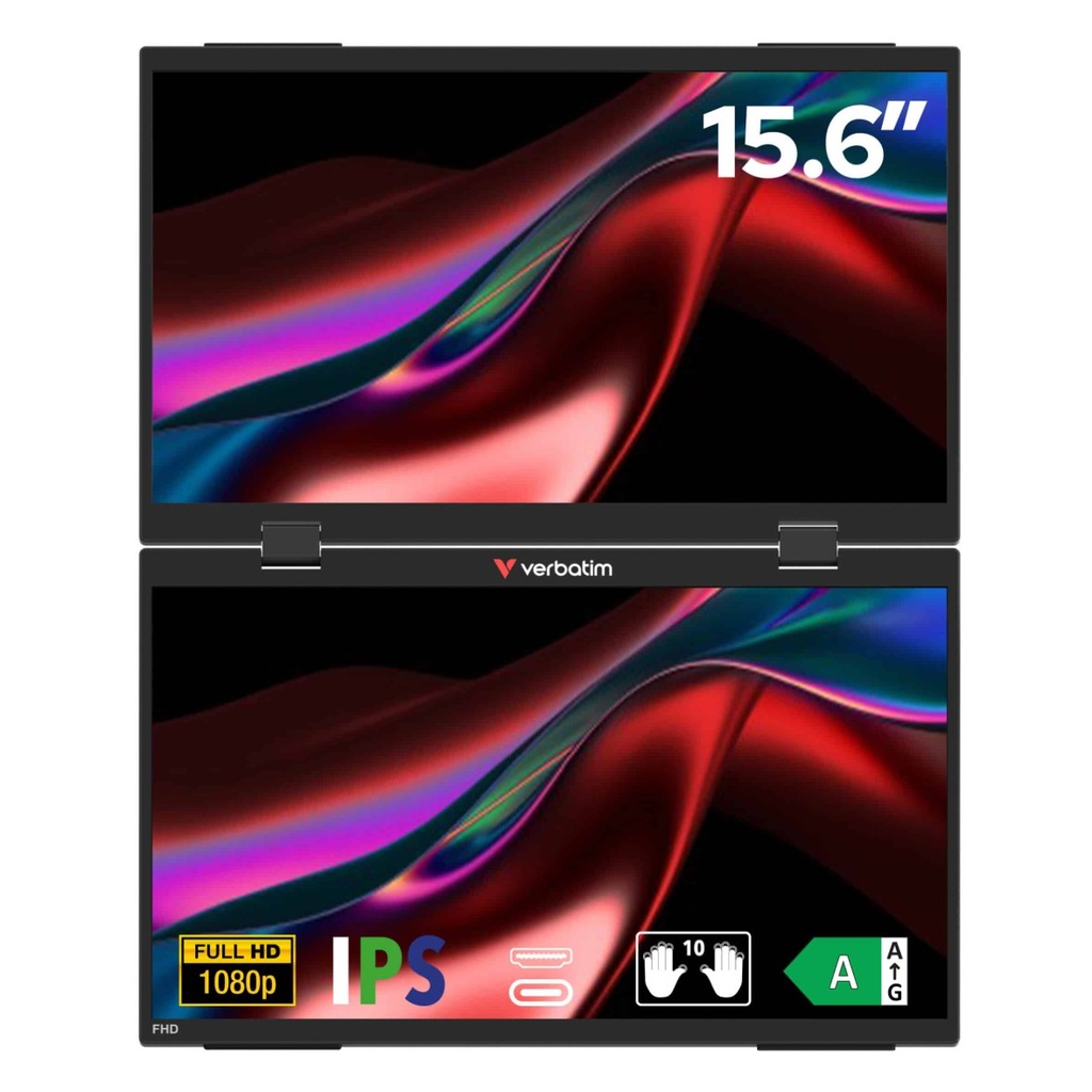 MNV-32408 Verbatim 15.6' USB-C Full HD 1080p Dual Portable Monitor, HDMI, IPS
