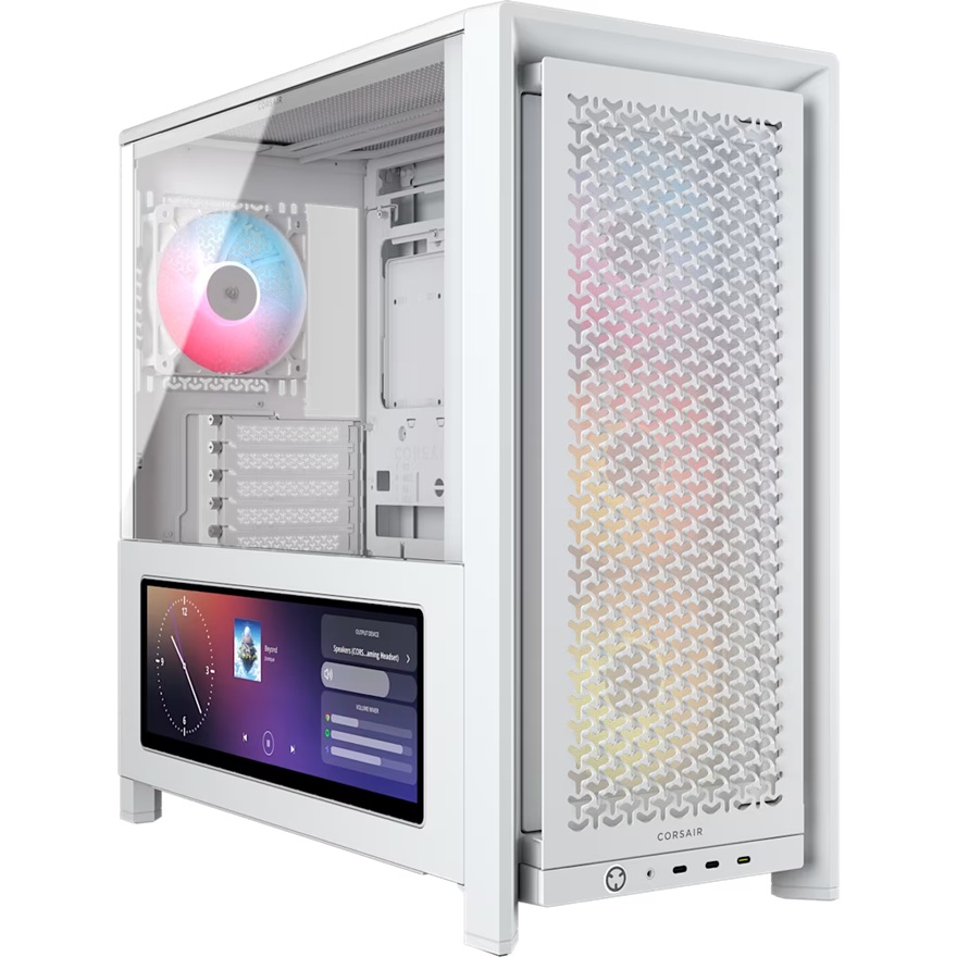 [CAC-4000DLCDRS-ARGB-WH] CAC-4000DLCDRS-ARGB-WH Corsair FRAME 4000D LCD RS ARGB Premium Mid-Tower PC Case- White, ATX/mATX/ITX/E-ATX, 486x490x239mm, 430mm GPU, 360mm rad, tempered glass