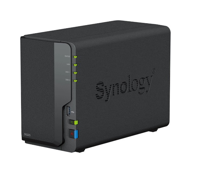[BASY-DS223] BASY-DS223 Synology DiskStation DS223 2-Bay 3.5' Diskless 1xGbE NAS (Tower) (HMB), Realtek RTD1619B quad-core 1.47Hz, 2GB RAM, 3xUSB3.2, 1 x 1GbE (RJ-45)