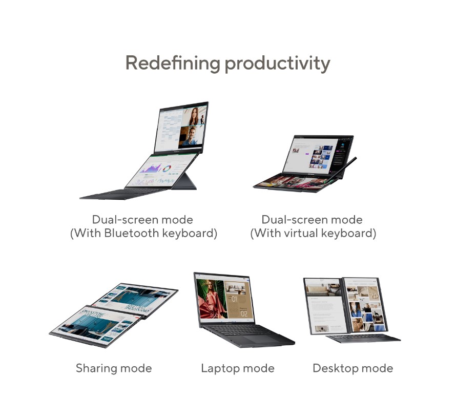 ASUS ZenBook Duo UX8406 14" 2.8K TOUCH Detachable 2-in-1 Intel Core Ultra 9 32GB RAM 1TB SSD Intel Arc Graphics WIN11 HOM WIFI LAN Camera