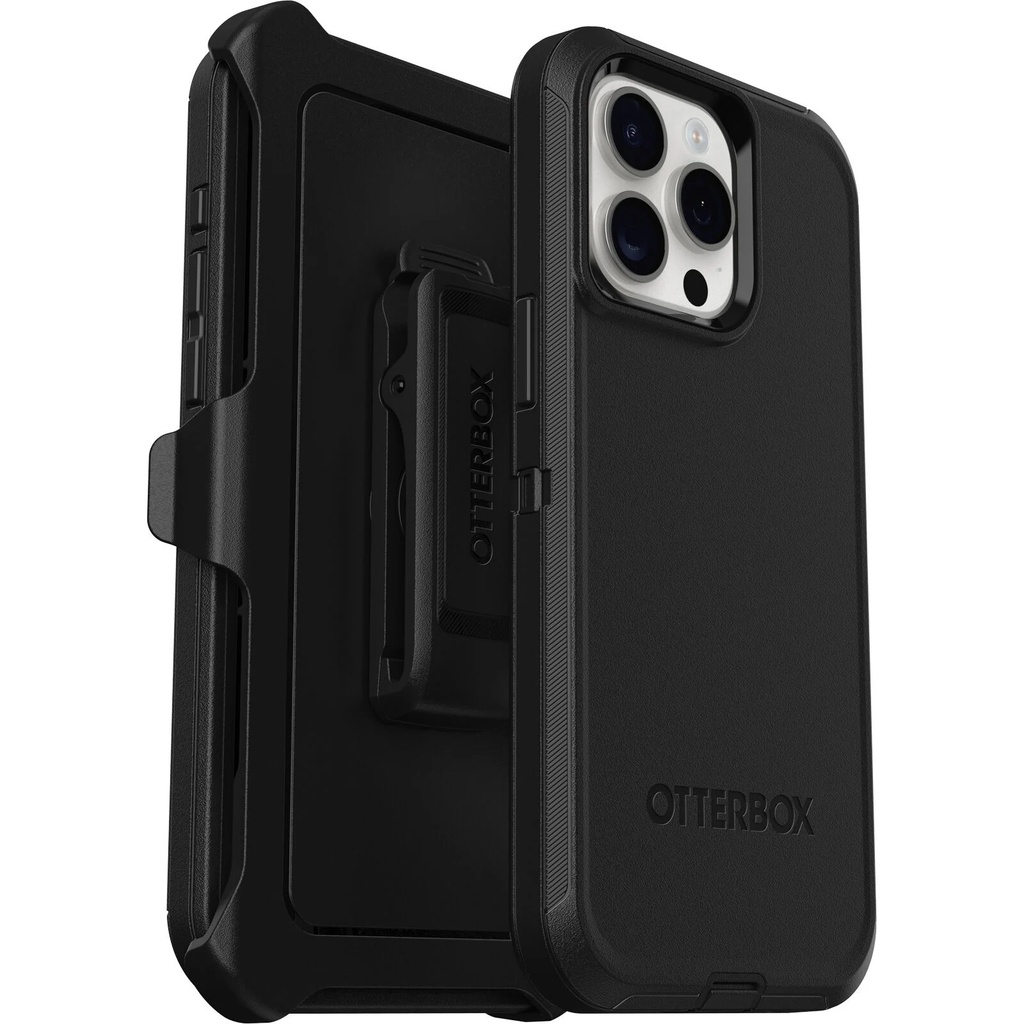 OtterBox Defender Apple iPhone 15 Pro Max (6.7") Case Black - (77-92549), DROP+ 4X Military Standard, Multi-Layer,Included Holster,7 Years Warranty