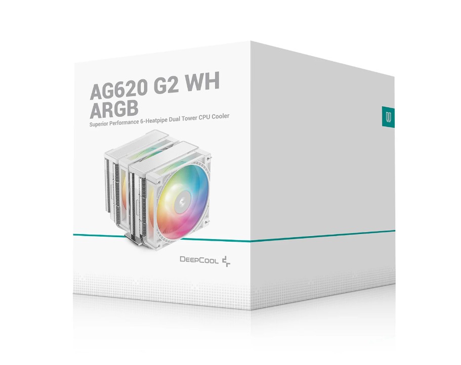 [CFD-AG620-ARGB-G2-WH] CFD-AG620-ARGB-G2-WH DeepCool AG620 ARGB G2 WH Dual-Tower CPU Cooler, 2x 120mm Fan, 6 Copper Heat Pipes, Intel LGA2066/2011-v3/2011/1700/1200/1151/1150/1155 AMD AM5/AM4