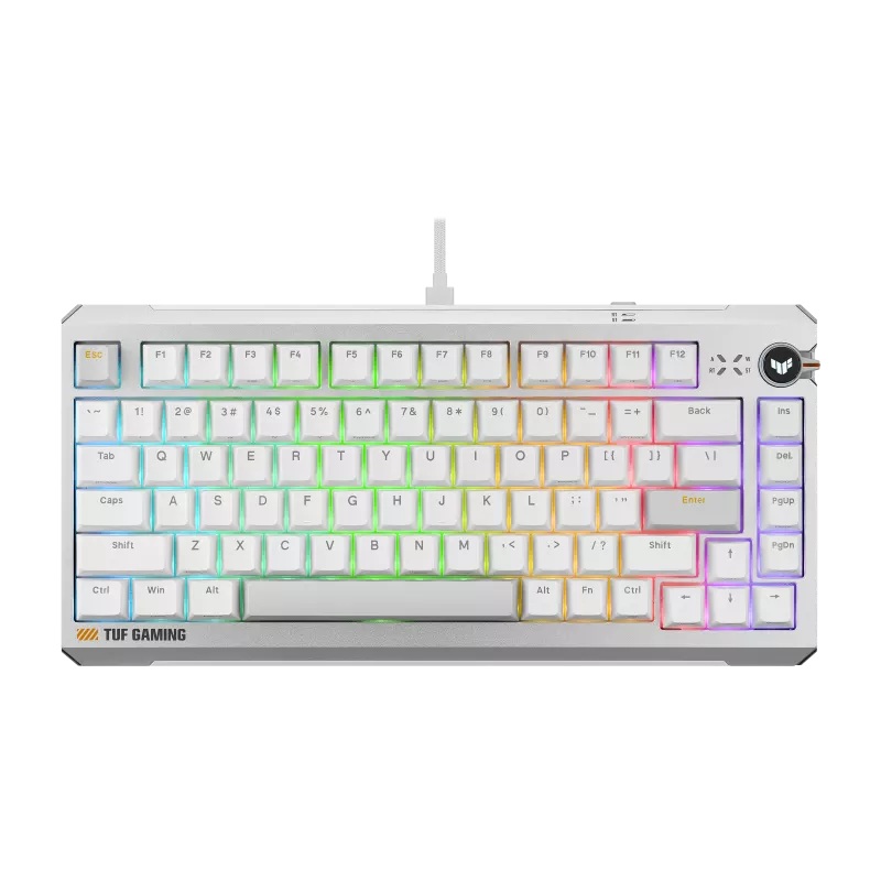 [KBA-TUF-K4-MAGNETIC-WH] KBA-TUF-K4-MAGNETIC-WH ASUS TUF Gaming K4 Magnetic - White, magnetic switches, 8000Hz polling, 0.1–3.3mm actuation, RGB, hot-swappable, PBT keycaps, USB-C