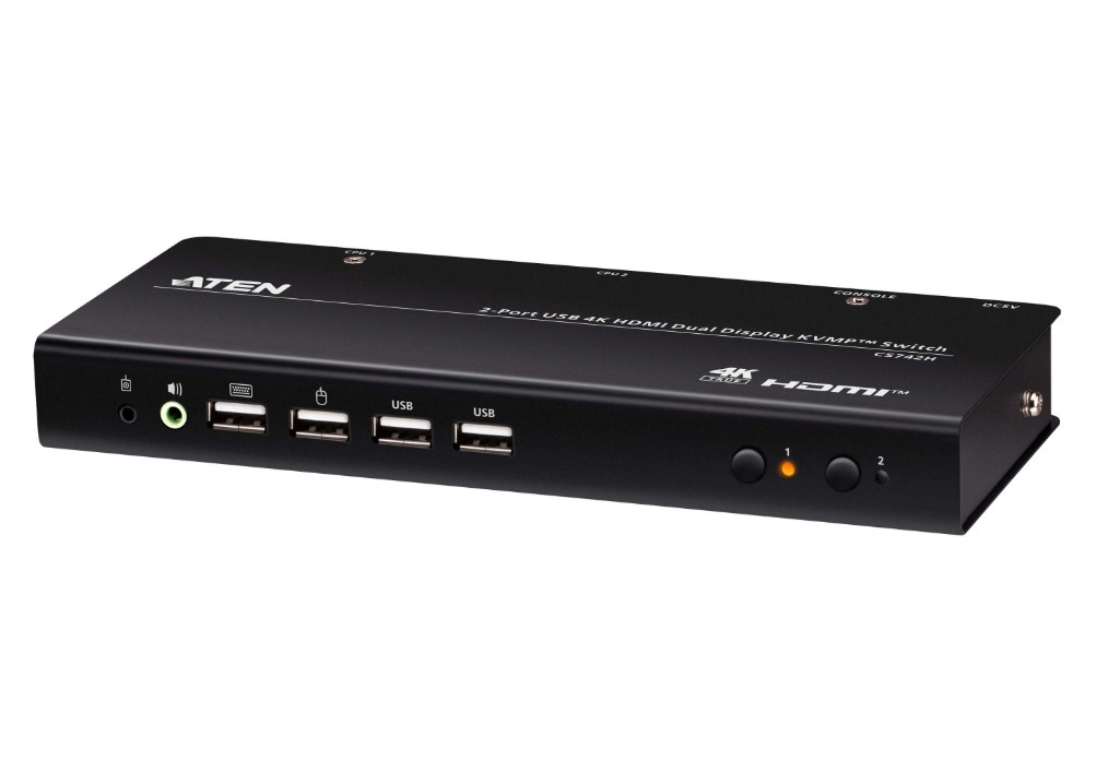 [KVA-CS742H-AT-U] KVA-CS742H-AT-U Aten Desktop 2-Port USB 4K HDMI Dual-Display KVMP™ Switch, up to 4096 x 2160 @ 60 Hz, Video DynaSync™, (Cables included)