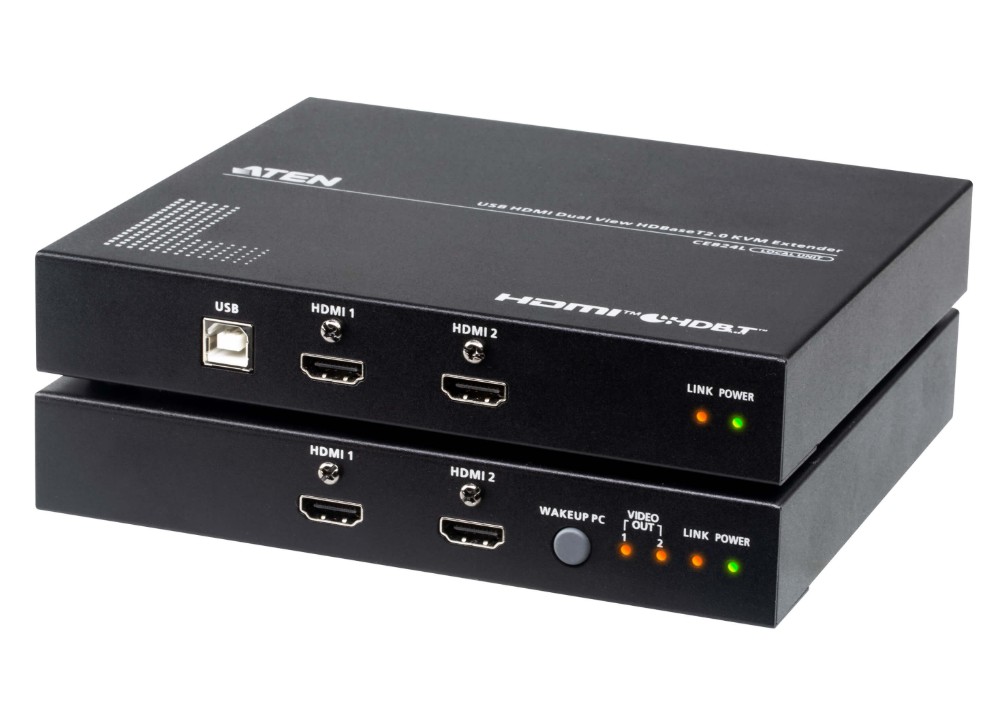 [KVA-CE824-AT-U] KVA-CE824-AT-U ATEN USB HDMI Dual View HDBaseT™ 2.0 KVM Extender (4K@100m for Single View), 1x CE824L and 1x CE824R