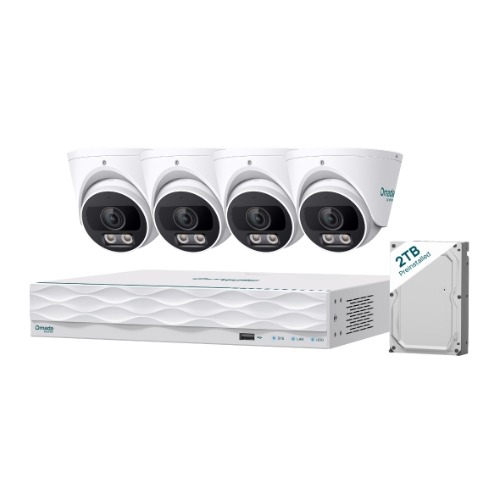 [NWTL-OMADA-T5S4-2T] NWTL-OMADA-T5S4-2T TP-Link Omada T5S4-2T 5MP Turret PoE Security Camera System with 2TB HDD, 4 Cameras with 16-Channel NVR (Omada Camera)